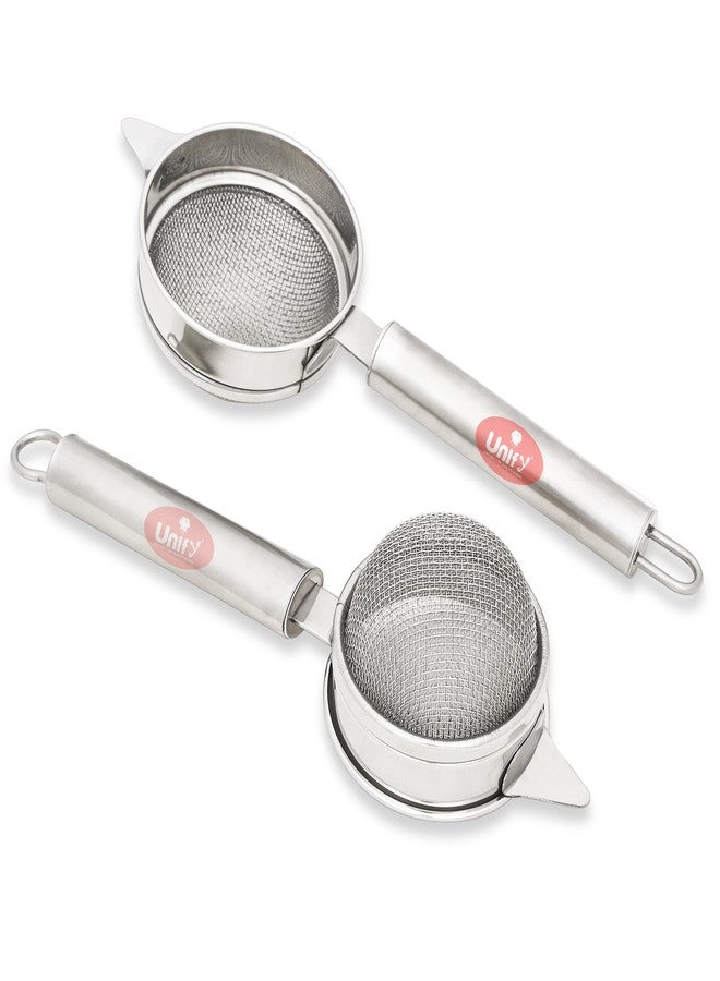 Unify 2 Pieces Stainless Steel Tea & Coffee Strainer | Fine Mesh Chhalni for Milk, Spices & Kitchen Use | Rust-Proof, Durable & Easy-to-Clean - Silver - Image 1